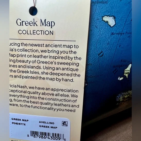 Patricia Nash Avellino Crossbody Leather Bag Front Pocket Greek Map NWT - Picture 7 of 8